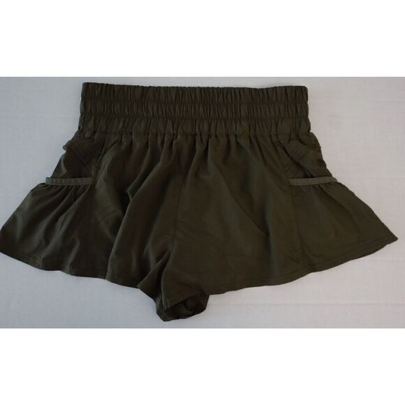 Free People Movement OB1211408 Sz M Olive Green Get Your Flirt On Shorts - Picture 2 of 9